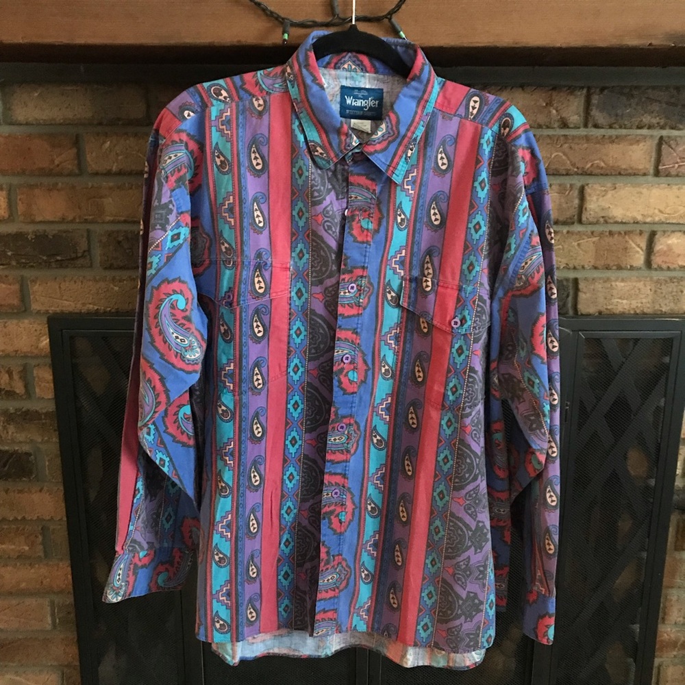 Vintage Wrangler Western Paisley cowboy shirt XL